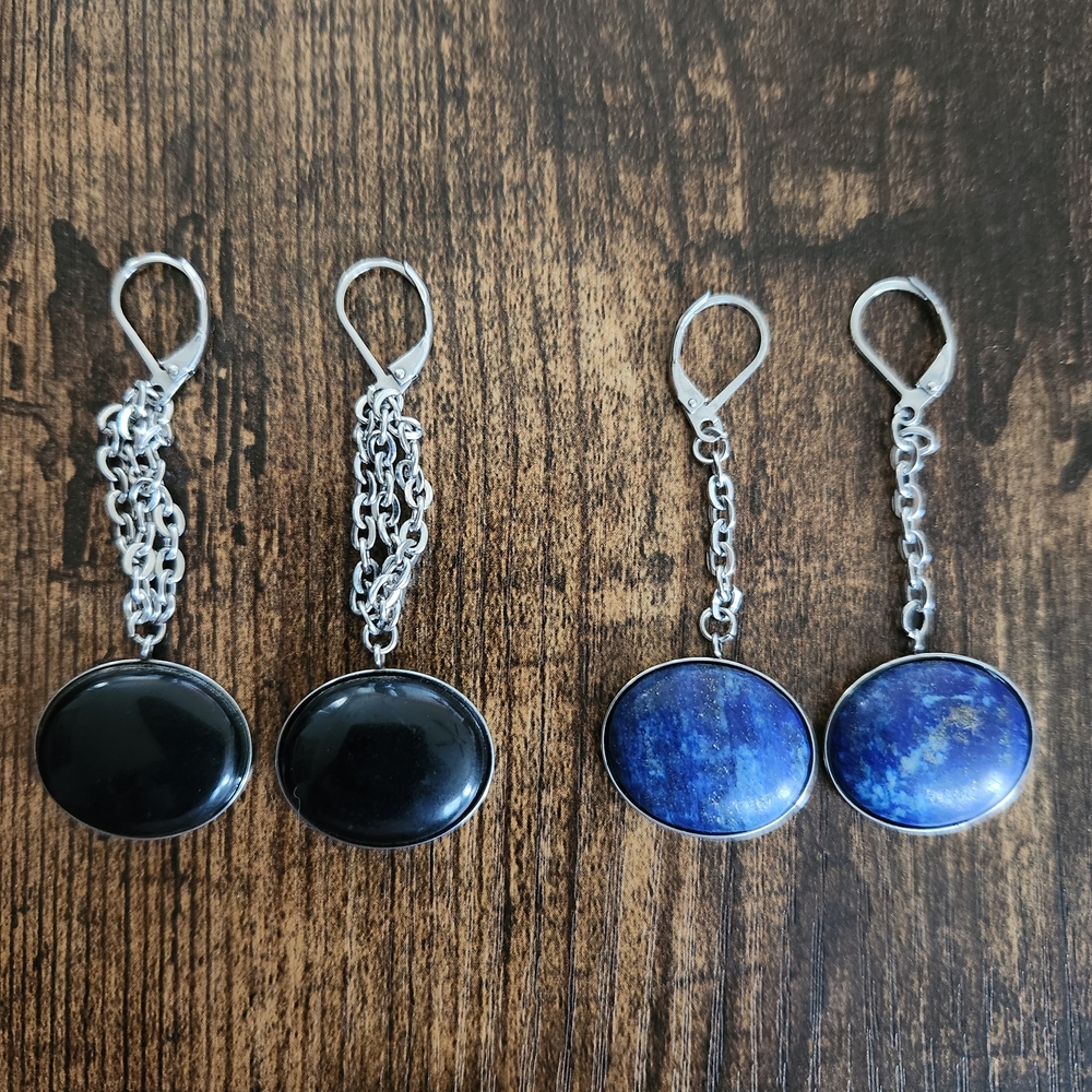 Stainless and Agate Dangle Earrings